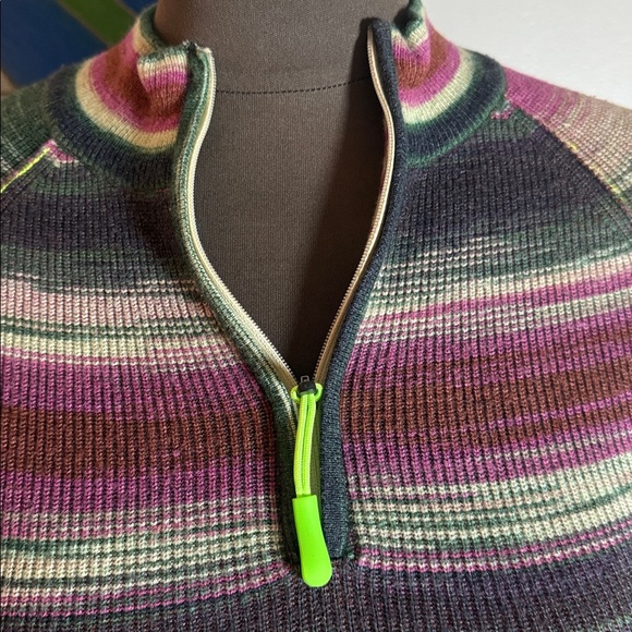 Urban Outfitters striped rib knit half zip mock neck crop top SZ M - Picture 2 of 7